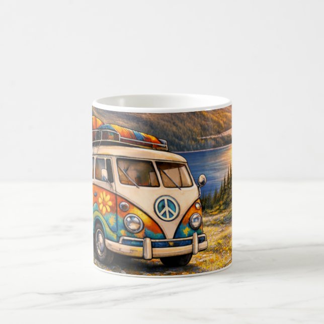 Caneca De Café 60s Retro Traveler Hippie Bus Camper Van Lake Life (Centro)