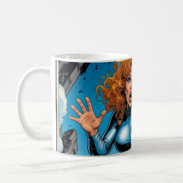 Caneca De Café 60s Scifi Woman running from Alien Robot
