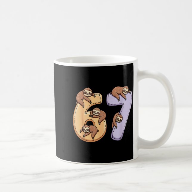 Caneca De Café 67 Animals Funny 67 Brainrot Youth Kids Sloth 67  (Direita)