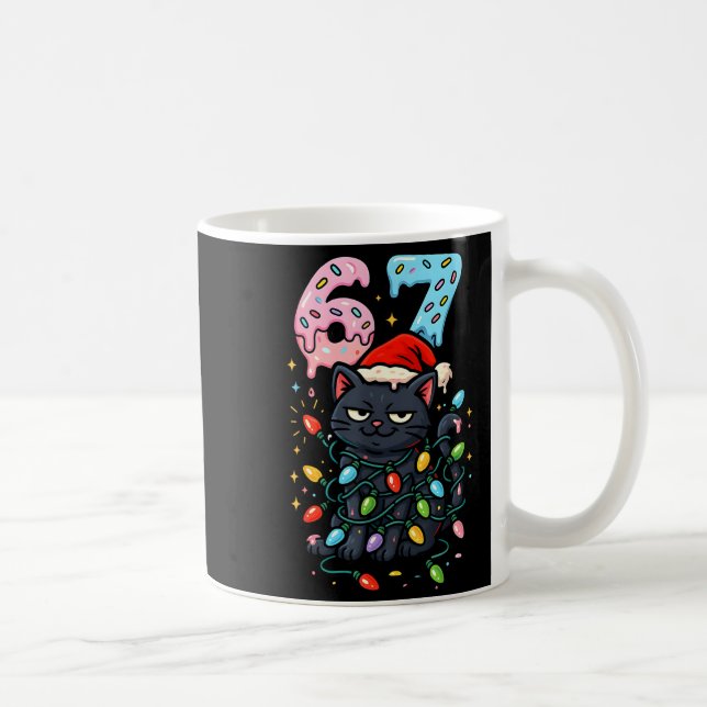 Caneca De Café 67 Black Cat Christmas Ice Cream Drip Santa Hat Si (Direita)