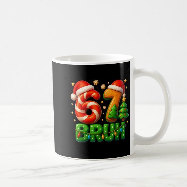 Caneca De Café 67 Bruh Christmas Candy Cane Gingerbread Design Xm (Direita)