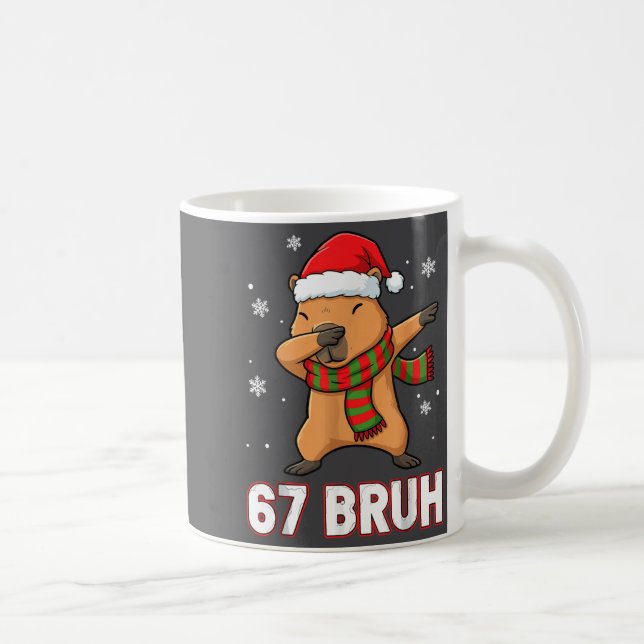 Caneca De Café 67 Bruh Six Seven Meme Capybara Christmas Kids Boy (Direita)