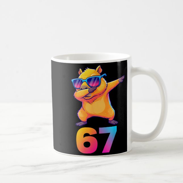 Caneca De Café 67 Capybara Six Seven Meme Animal Cool Capybara Da (Direita)