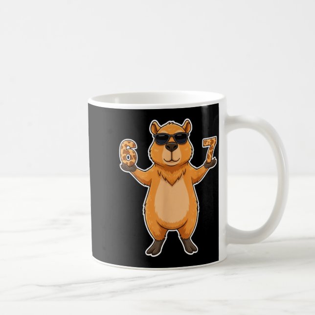 Caneca De Café 67 Capybara Sungles Gen Alpha Slang Funny Six Seve (Direita)
