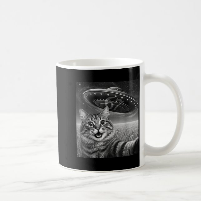 Caneca De Café 67 Cat Selfie With Alien Ufos Funny Cat Six Seven  (Direita)