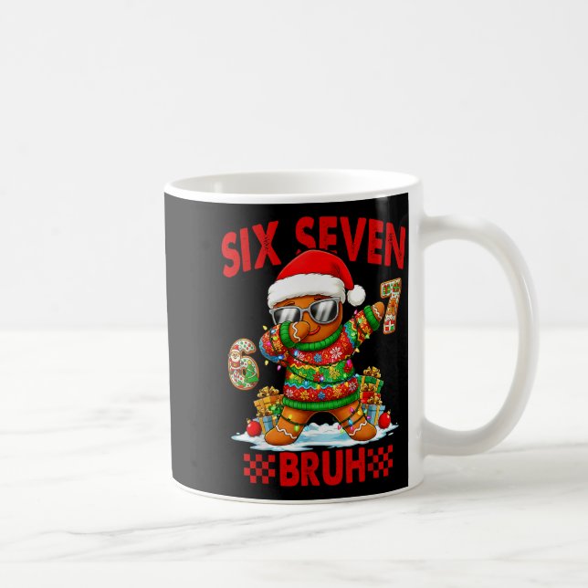 Caneca De Café 67 Christmas 6 7 Meme Gingerbread Man Xmas Pajamas (Direita)