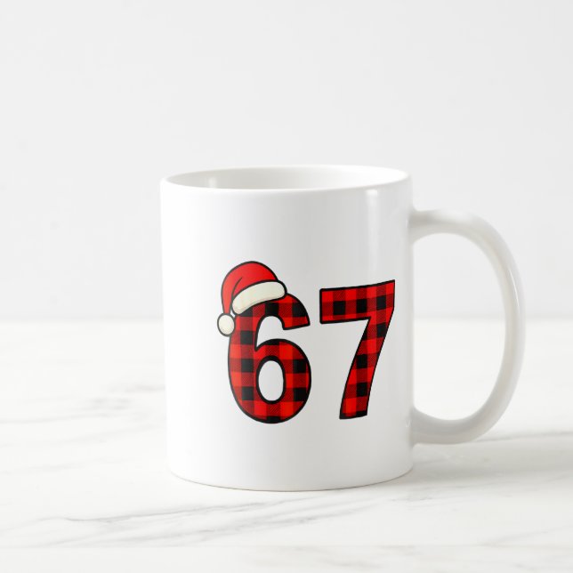 Caneca De Café 67 Christmas Funny Six Seven Meme Brainrot Plaid S (Direita)