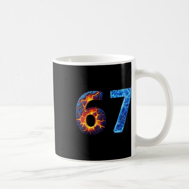 Caneca De Café 67 Fogo Gelo Número Divertido Seis Sete Meme 6 7  (Direita)