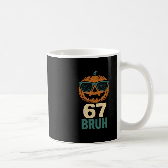 Caneca De Café 67 Halloween Bruh Pumpkin 6-7 Meme Gen Alpha Slang (Direita)