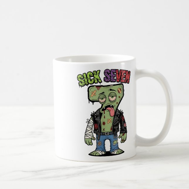 Caneca De Café 67 Humor de Zumbi Seis Sete Meme Brainrot Doente (Direita)