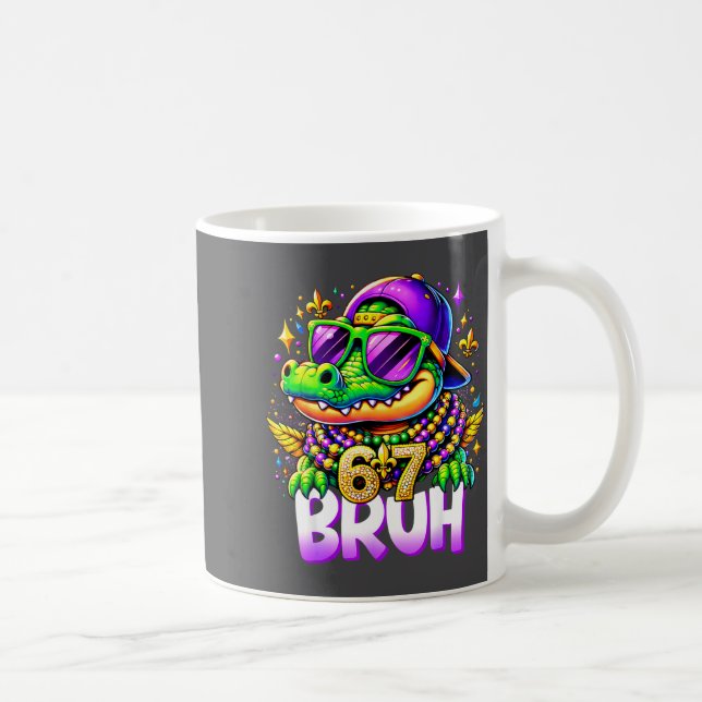 Caneca De Café 67 Mardi Gras Alligator Mardigator Six Seven Bruh  (Direita)