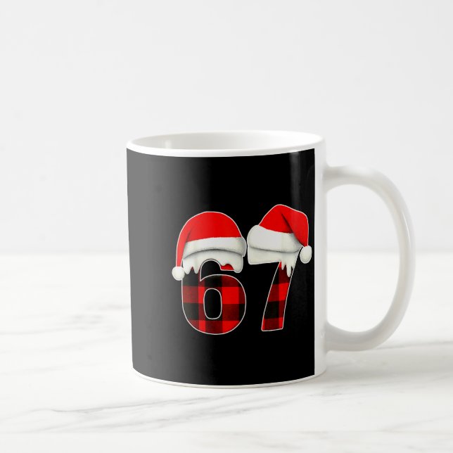 Caneca De Café 67 Meme Brainrot Funny Christmas Plaid Xmas Pajama (Direita)