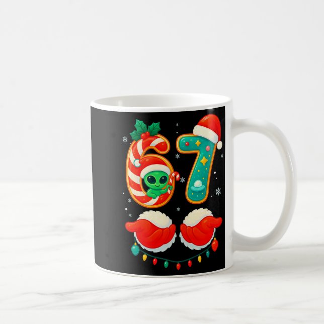Caneca De Café 67 Meme Christmas Funny Alien Santa Six Seven Xmas (Direita)