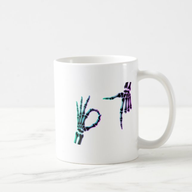 Caneca De Café 67 Meme Esqueleto Mão 6 7 Halloween Seis Sete Cami (Direita)