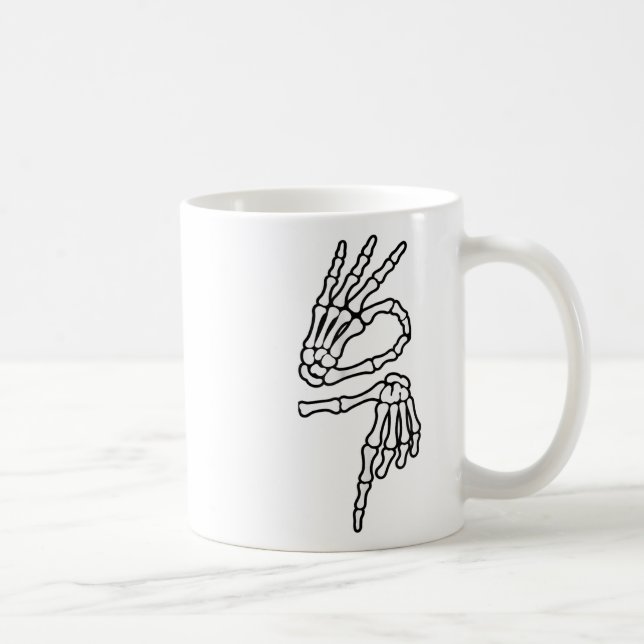 Caneca De Café 67 Meme Mão de Esqueleto 6 7 Halloween Seis Sete _ (Direita)