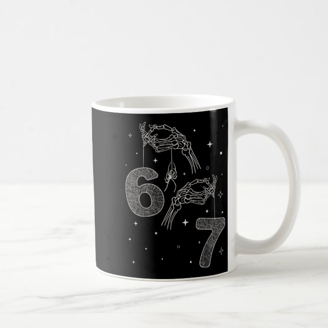 Caneca De Café 67 Meme Mão de Esqueleto Divertido Halloween Six S (Direita)