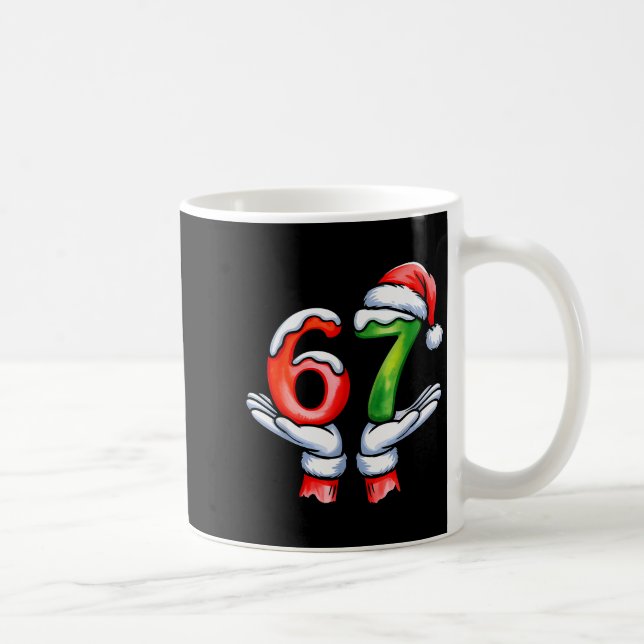 Caneca De Café 67 Meme Papai Noel Mão Divertida Seis Sete Natal (Direita)