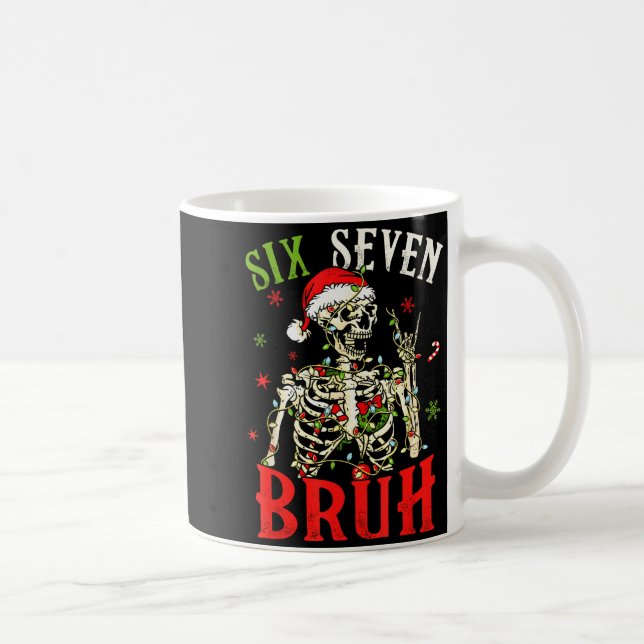 Caneca De Café 67 Natal Divertido Seis Sete Bruh Meme Esqueleto P (Direita)