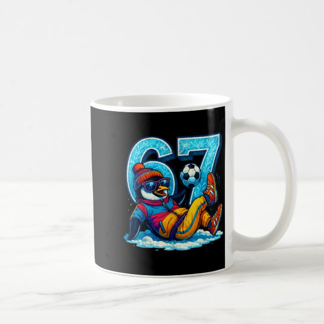 Caneca De Café 67 Penguin Soccer Funny Winter Meme Gift  (Direita)