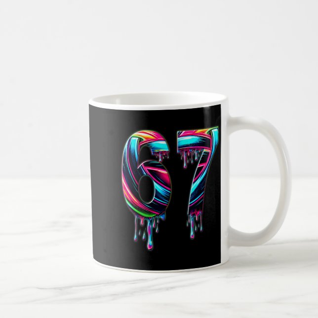 Caneca De Café 67 Seis Sete 6 7 Design de Meme Engraçado 6 7  (Direita)