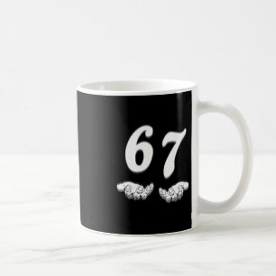 Caneca De Café 67 Seis Sete Com Mãos Arte Preta E Branca