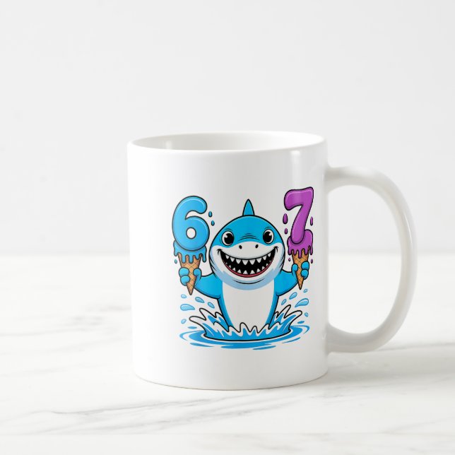 Caneca De Café 67 Shark Six Seven Ice Cream Drip Funny Gen Alpha  (Direita)