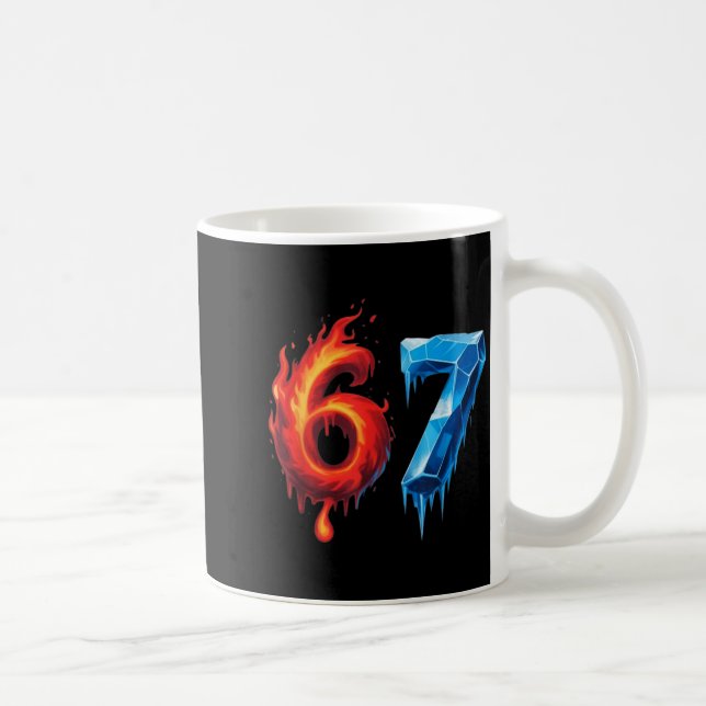 Caneca De Café 67 Six Seven 6-7 Flaming Ice - Funny Teen Kids Bra (Direita)