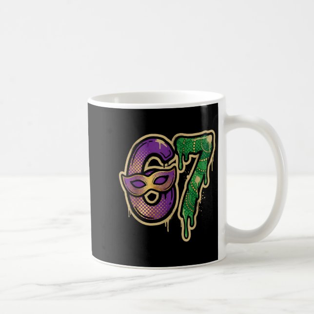 Caneca De Café 67 Six Seven Mardi Gras Graffiti Gen Alpha Brain R (Direita)