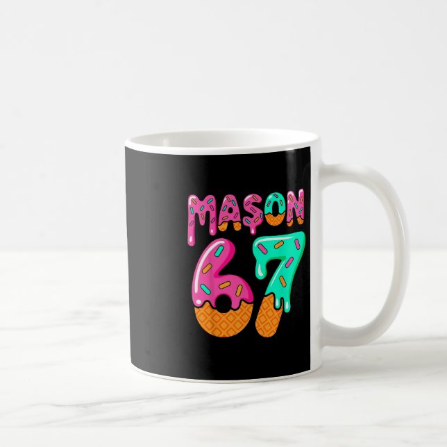 Caneca De Café 67 Sorvete Drip Meme Six Seven Gíria Gen Alpha M (Direita)