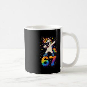 Caneca De Café 67 Unicórnio Dabbing Six Seven Meme Engraçado