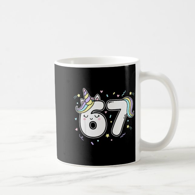 Caneca De Café 67 Unicórnio Seis Sete 6-7 Meme  (Direita)