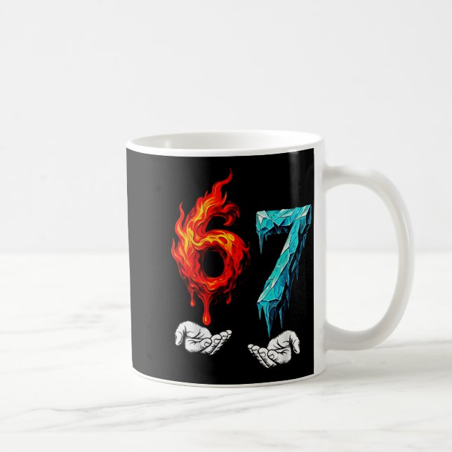 Caneca De Café 6 7 Meme Six Seven Ice 67 Flames Funny Kids Youth  (Direita)