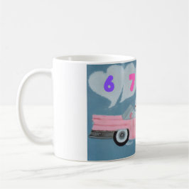 Caneca De Café 6 7 Poodle in Pink Classic Car flying in sky 