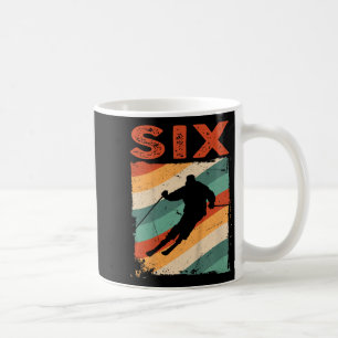 Caneca De Café 6 Aniversário Retro Esqui Esqui Meninos De 6 Anos