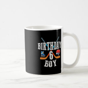 Caneca De Café 6 Birthday Boy Ice Hockey 6 Anos