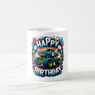 Caneca De Café 6 de Aniversário do Monstro do Caminhão - Design d