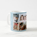 Caneca De Café 6 Fotografias Collage Foliage Blue Christmas Famil<br><div class="desc">6 Travesseiro decorativo da família de Natal azul com folhagem de fotogramas. 6 fotos e adorável folhagem branca num fundo azul. Adicione 6 fotos favoritas e personalize o texto. Um belo Natal anual ou presente para sua família e amigos.</div>