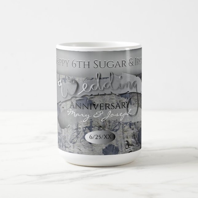 Caneca De Café 6 Iron and Sugar Weding Anniversário Coffee Mug (Centro)