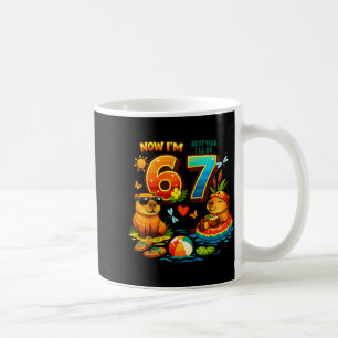 Caneca De Café 6 no próximo ano serei 7 capivara 67 meme aniversá