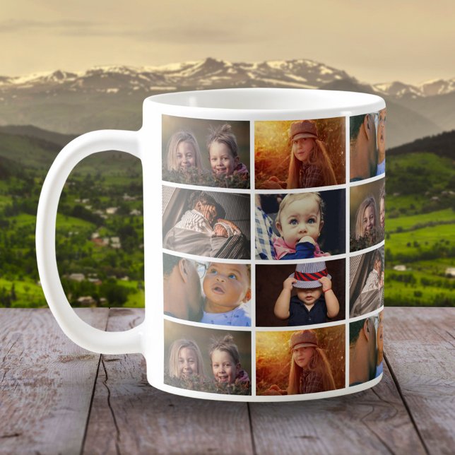 Caneca De Café 6 Padrão de Foto da Família de Colagem de Fotos (Criador carregado)