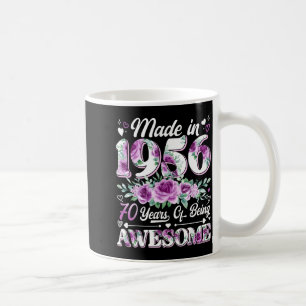 Caneca De Café 70 anos de idade fabricado em 1956 floral 70º aniv