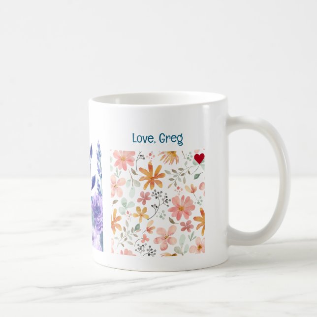 Caneca De Café 70 Birthday Flowers Adora Elegante Moderno Floral (Direita)