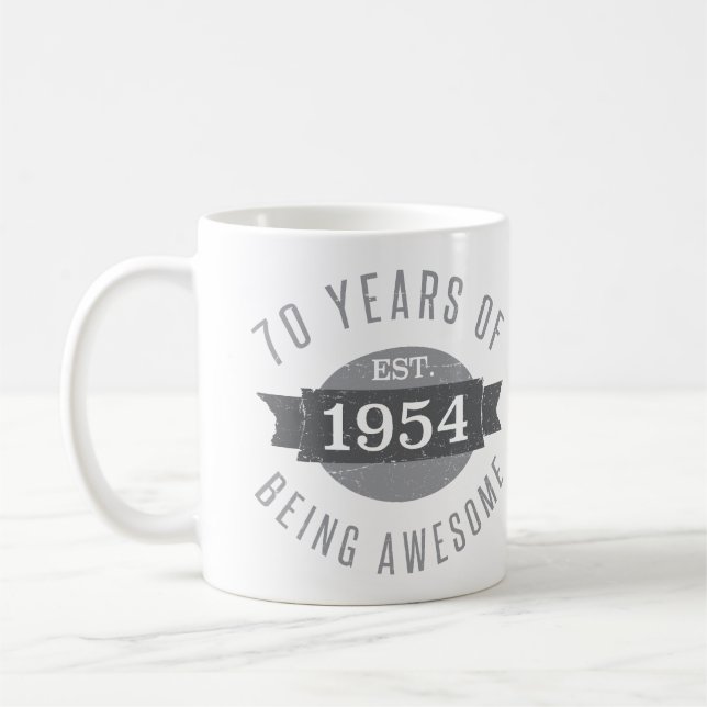 Caneca De Café 70 Birthday Incrível 1954 (Esquerda)