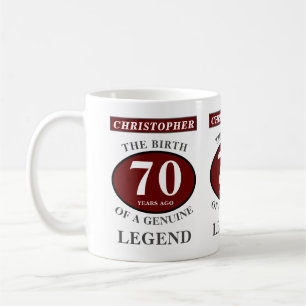 Caneca De Café 70 Birthday Red Genuine Legenda Adicionar Seu Nome