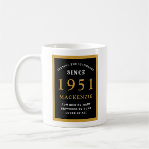 Caneca De Café 70 personalizado Aniversário de 1951, Dourado Eleg
