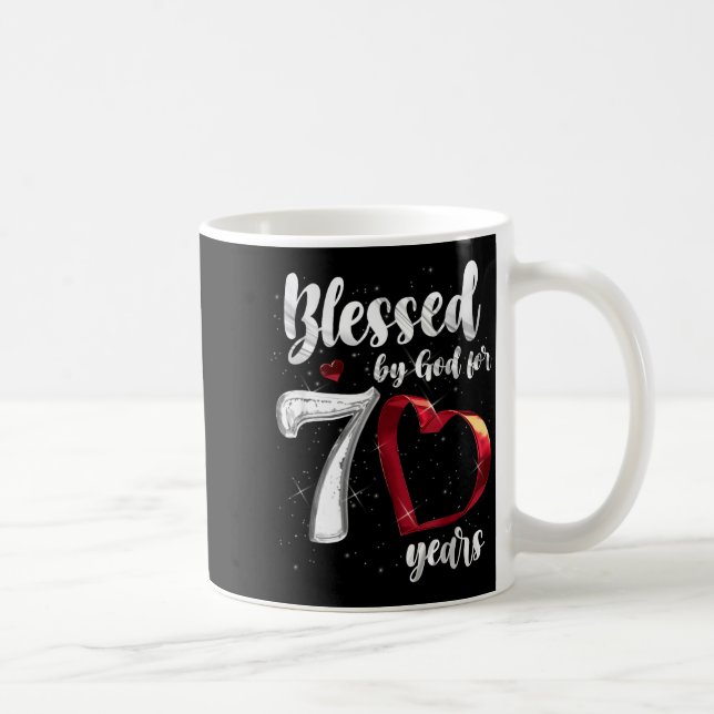 Caneca De Café 70th Birthday Blessed By God For 70 Years Birthday (Direita)
