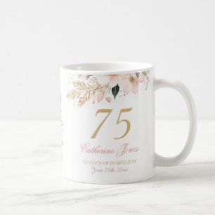 Caneca De Café 75º aniversário da avó personalizada elegante