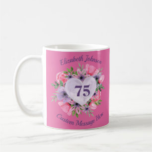 Caneca De Café 75.ª Cama de Aniversário rosa para Mulheres