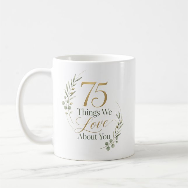 Caneca De Café 75 Coisas Personalizadas que Amamos em Você (Esquerda)