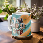 Caneca De Café 7 Foto Colagem funky hexagon padrão sunset color<br><div class="desc">Fotos quadradas funcionam melhor com este modelo. Esta montagem de fotos divertida inclui um lugar para 7 fotos. A grade inclui uma grade de fotos em forma de hexágono com bastante espaço para adicionar seus fotos favoritos. A arte retrorativa da linha de faixa em cores do pôr do sol adiciona...</div>